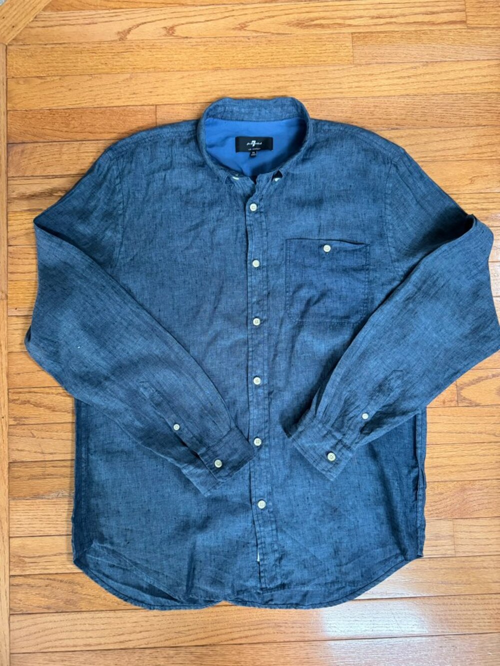 7 For All Mankind Navy Linen Button Down Shirt – Premium Denim Line XL